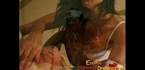  Busty nurse fucks her kinky patient with a giant strap-on